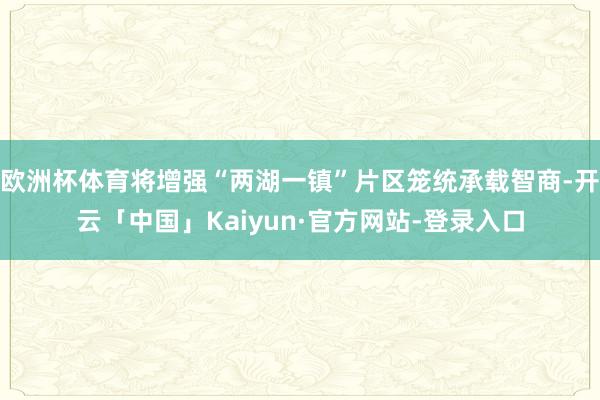 欧洲杯体育将增强“两湖一镇”片区笼统承载智商-开云「中国」Kaiyun·官方网站-登录入口